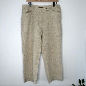 Jones New York Signature 100% Linen Womens Capri Pants Size 12 Tan/cream Natural